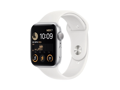 Apple Watch SE (2nd Generation) GPS, 44 mm Aluminium Silver with White Sport Band - MNK23NF/A