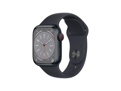 Apple Watch 8 GPS + Cellular, 41 mm Aluminium Midnight with Midnight Sport Band – MNHV3NF/A