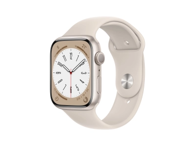 Apple Watch 8 GPS, 41 mm Aluminium Starlight with Starlight Sport Band – MNP63NF/A