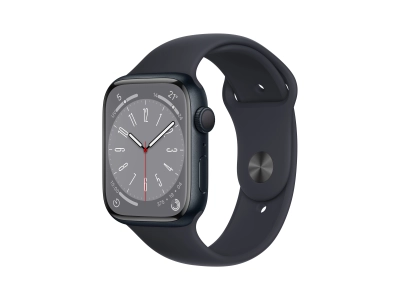 Apple Watch 8 GPS, 45 mm Aluminium Midnight with Midnight Sport Band – MNP13NF/A